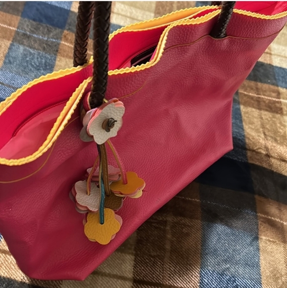 Vibrant Pink Tote with Floral Charms - Picture 12 of 16